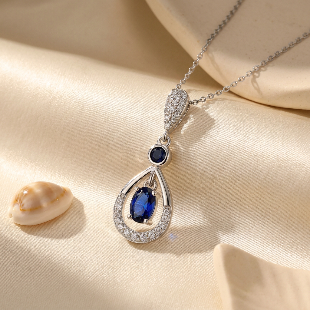 Blue Teardrop Necklace